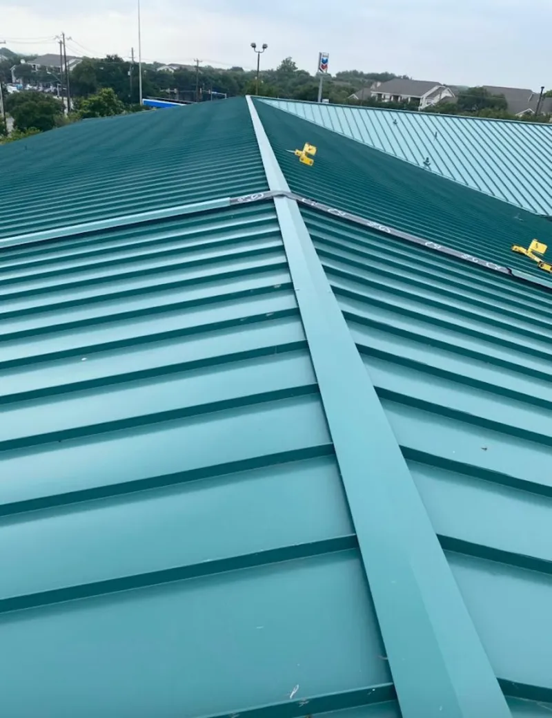 Green commercial metal roof ridge and valley for Metal Roof Repair in Red Bank